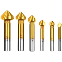 Qibaok 6 Pcs Avellanador 90°HSS Juego de 6 Brocas Avellanadoras para Metal Madera Aluminio- Ø 6-3mm ~ 20-5mm- Cubiertas…